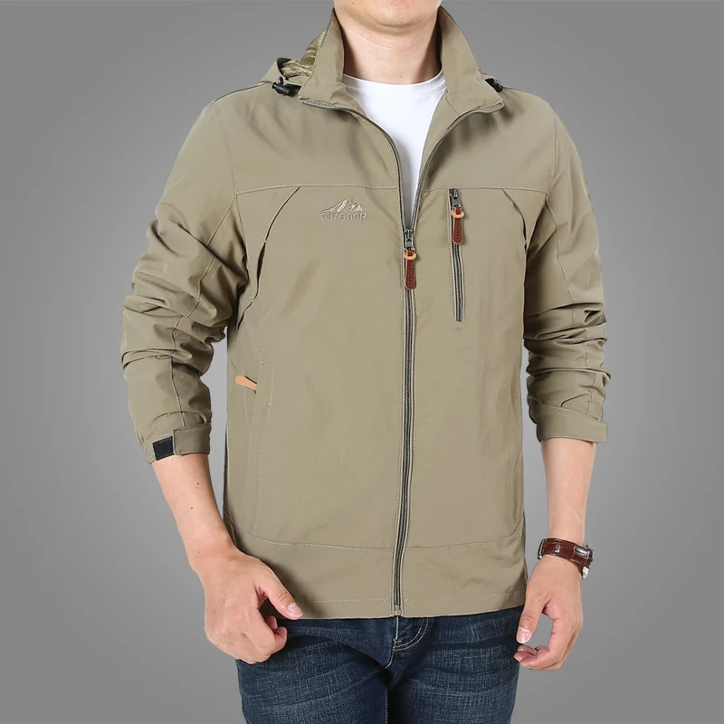 Herren Leichte Softshell-Outdoorjacke mit Kapuze, wind- und wasserabweisender Shell und Multifunktions‑Taschen Drune