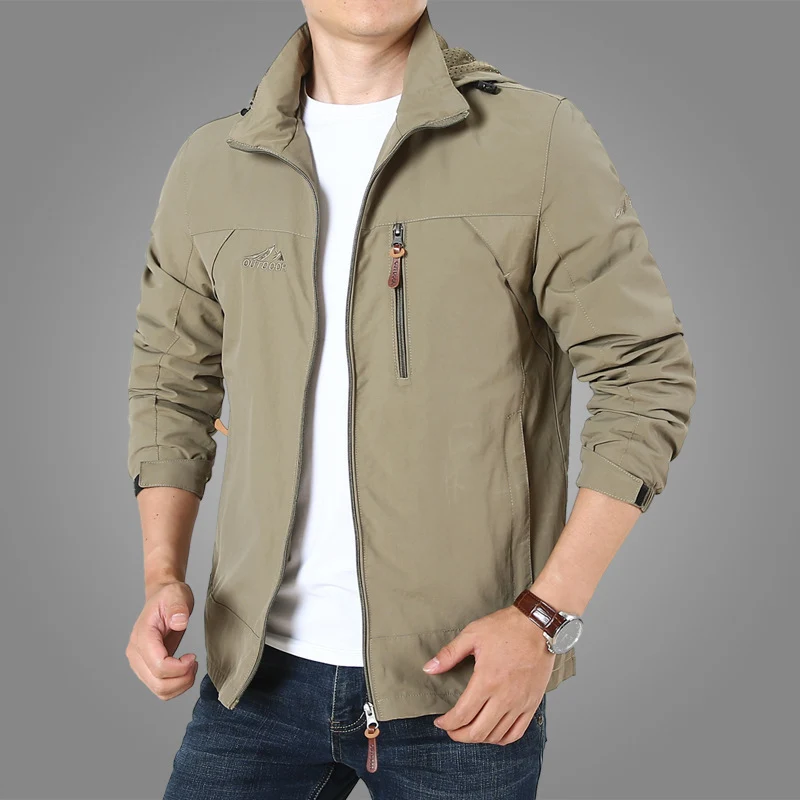 Herren Leichte Softshell-Outdoorjacke mit Kapuze, wind- und wasserabweisender Shell und Multifunktions‑Taschen Drune