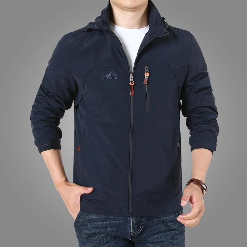 Herren Leichte Softshell-Outdoorjacke mit Kapuze, wind- und wasserabweisender Shell und Multifunktions‑Taschen Drune