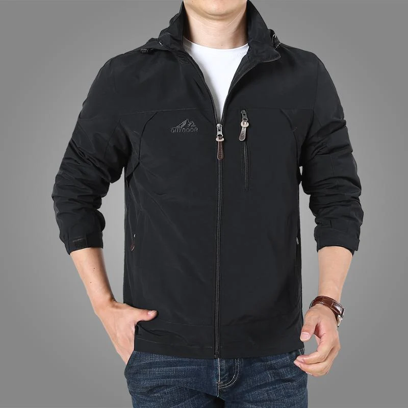 Herren Leichte Softshell-Outdoorjacke mit Kapuze, wind- und wasserabweisender Shell und Multifunktions‑Taschen Drune