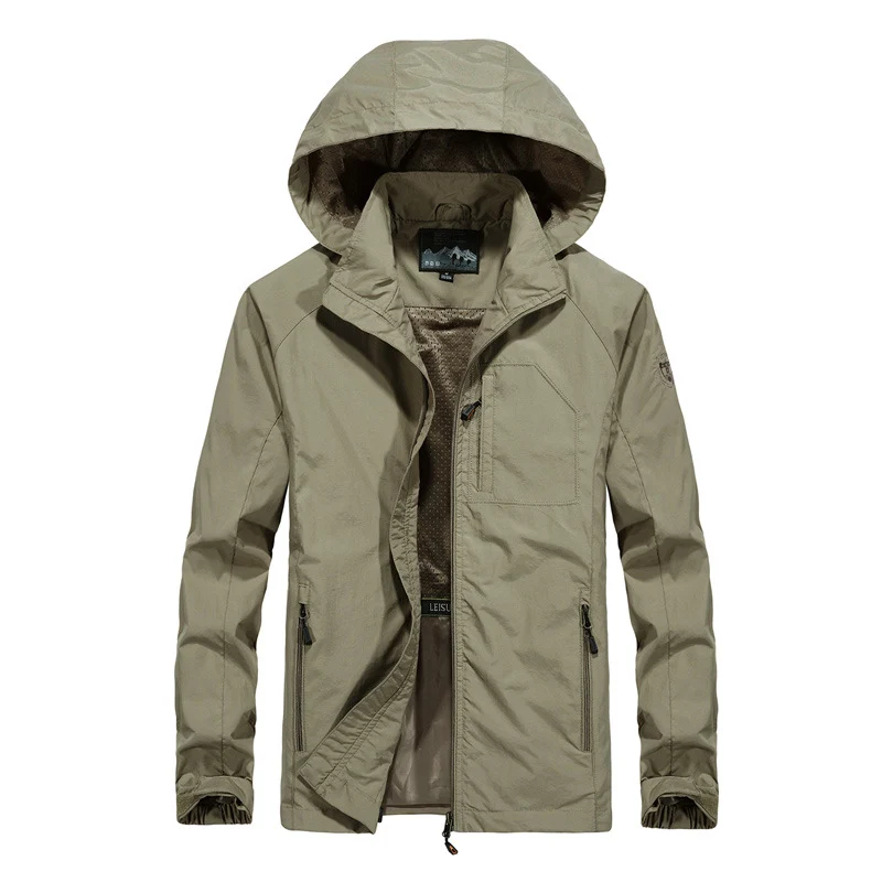 Herren Leichte Softshell-Outdoorjacke mit Kapuze, atmungsaktivem Meshfutter und Reißverschlussbrusttasche Drune