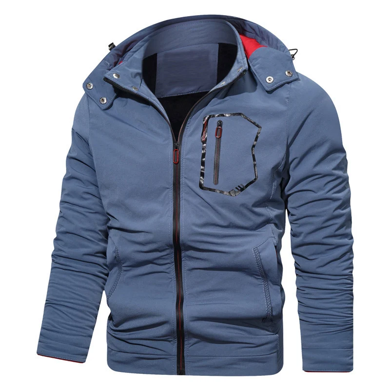 Herren leichte Softshell-Kapuzenjacke mit wasserabweisender Brusttasche und verdecktem Reißverschluss Drune