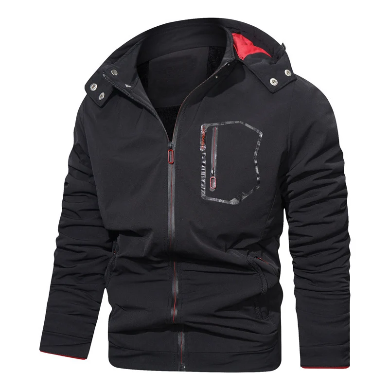 Herren leichte Softshell-Kapuzenjacke mit wasserabweisender Brusttasche und verdecktem Reißverschluss Drune