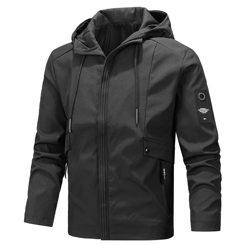 Herren Leichte Softshell-Hoodiejacke mit Kapuze, wind- und wasserabweisender Shell und verdecktem Reißverschluss Drune