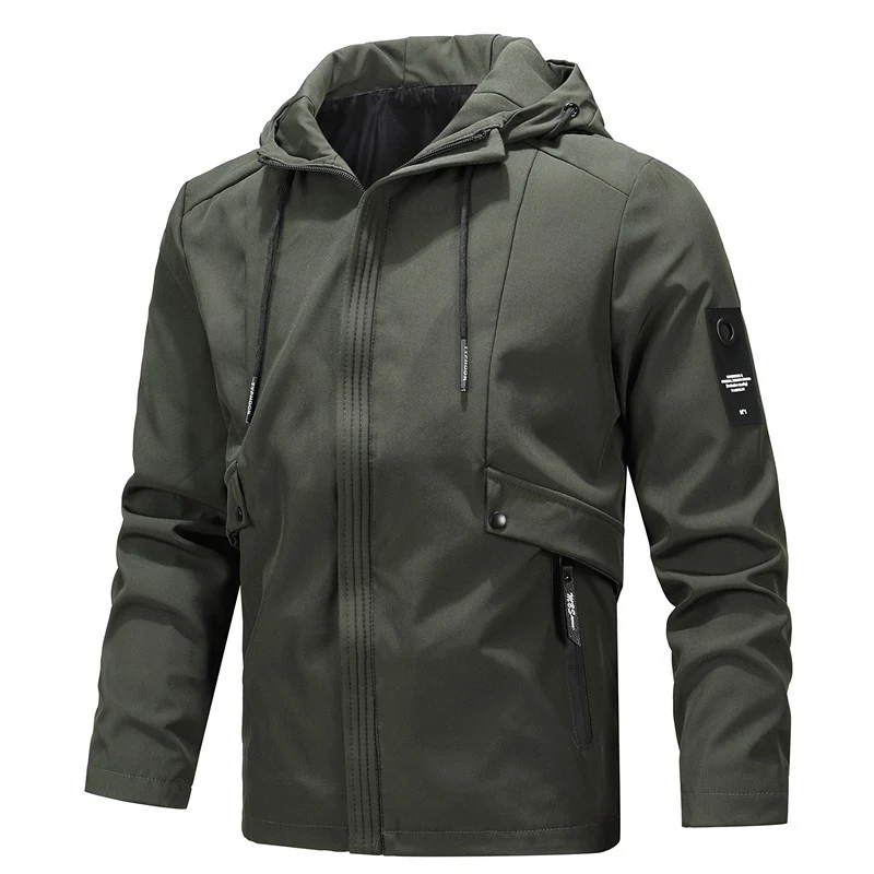 Herren Leichte Softshell-Hoodiejacke mit Kapuze, wind- und wasserabweisender Shell und verdecktem Reißverschluss Drune