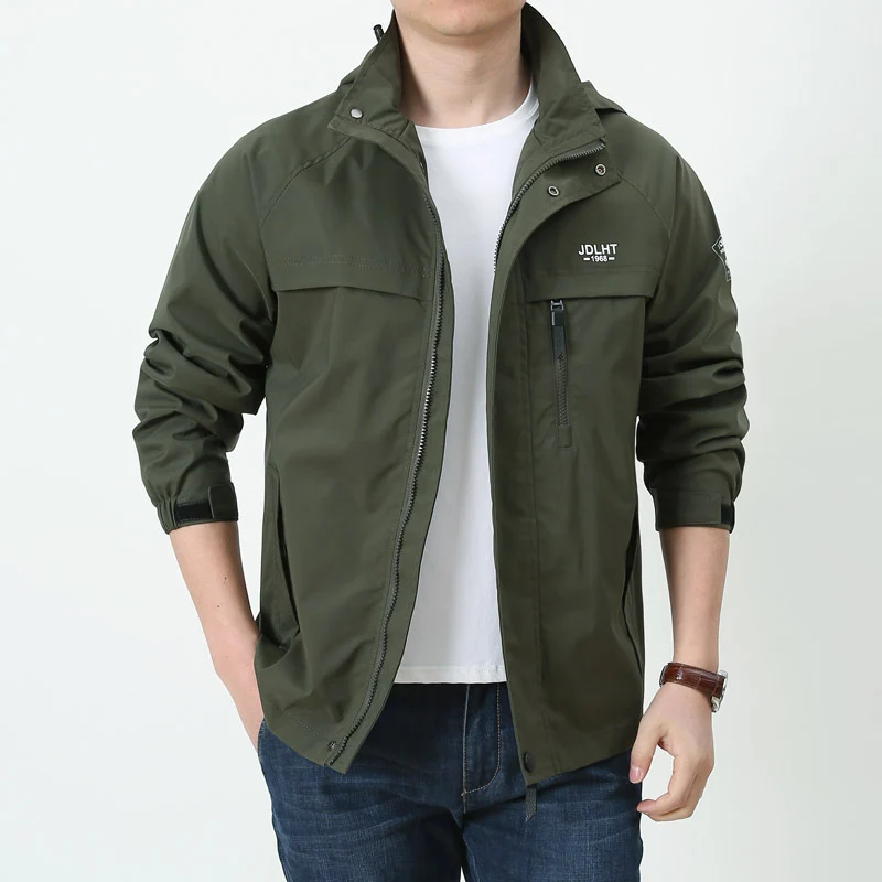 Herren Leichte Softshell-Hoodiejacke mit Kapuze, wasserabweisender Shell und Multifunktions-Taschen Drune