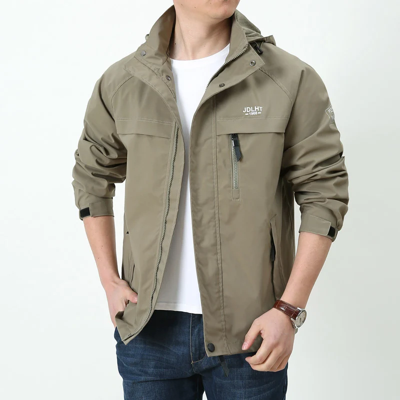 Herren Leichte Softshell-Hoodiejacke mit Kapuze, wasserabweisender Shell und Multifunktions-Taschen Drune