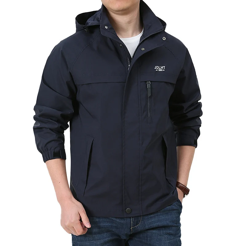 Herren Leichte Softshell-Hoodiejacke mit Kapuze, wasserabweisender Shell und Multifunktions-Taschen Drune