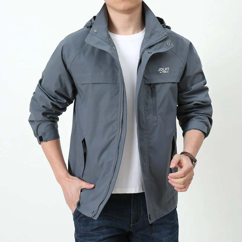 Herren Leichte Softshell-Hoodiejacke mit Kapuze, wasserabweisender Shell und Multifunktions-Taschen Drune