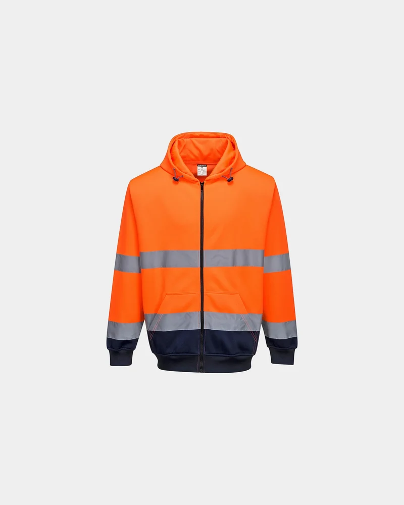 Kapuzenpullover bicolor mit Reißverschluss zum Personalisieren