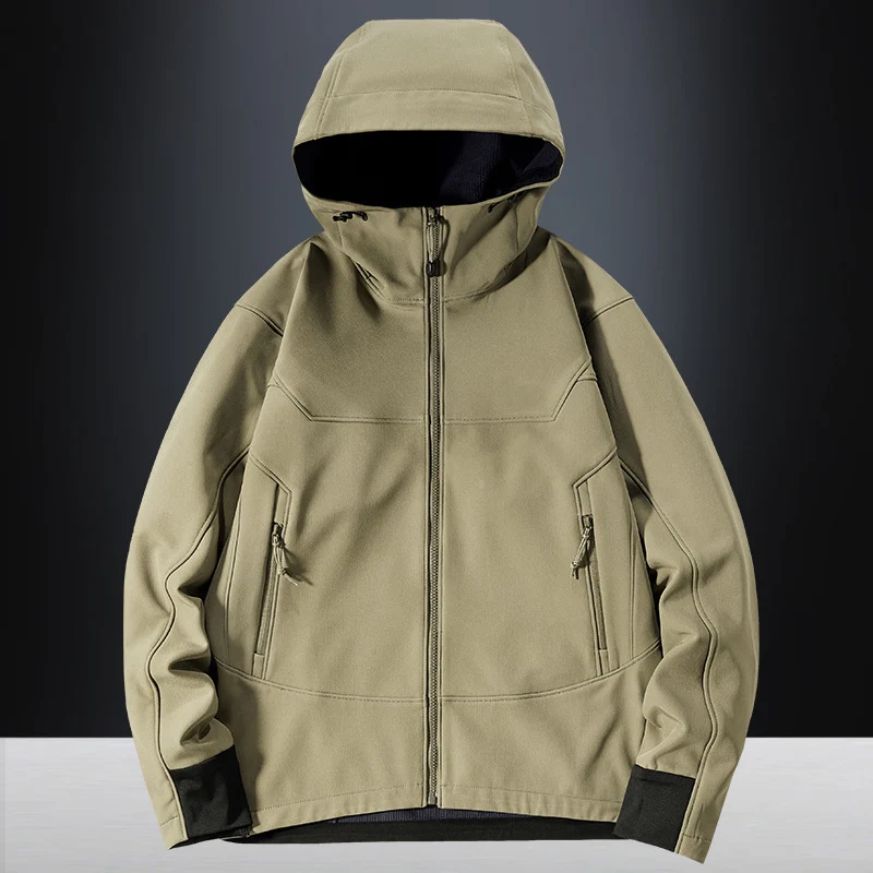 Herren leichte Softshell-Funktionsjacke mit Kapuze, winddichter Membran und ergonomischem Schnitt Drune