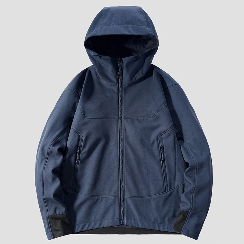 Herren leichte Softshell-Funktionsjacke mit Kapuze, winddichter Membran und ergonomischem Schnitt Drune