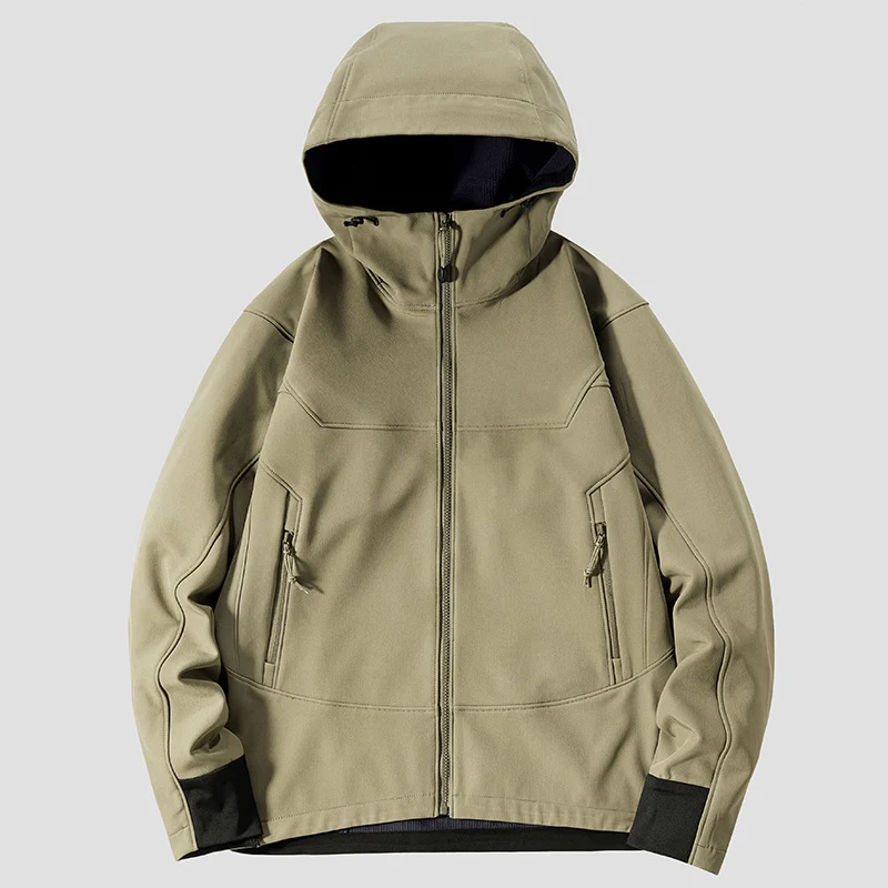 Herren leichte Softshell-Funktionsjacke mit Kapuze, winddichter Membran und ergonomischem Schnitt Drune