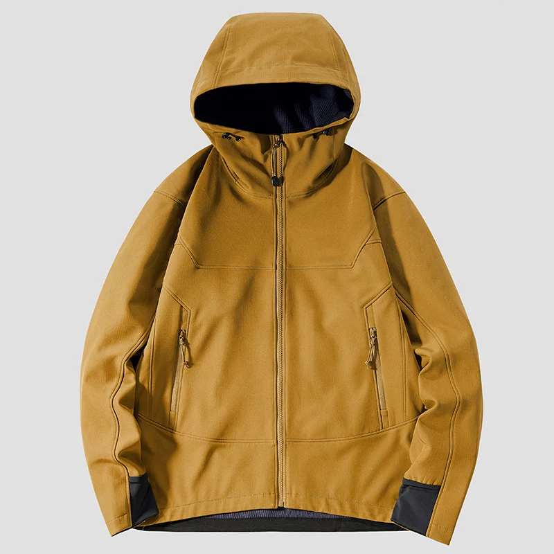 Herren leichte Softshell-Funktionsjacke mit Kapuze, winddichter Membran und ergonomischem Schnitt Drune