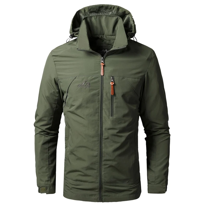 Herren leichte Outdoor-Fieldjacke mit Kapuze, atmungsaktivem Futter und Multifunktions‑Taschen Drune