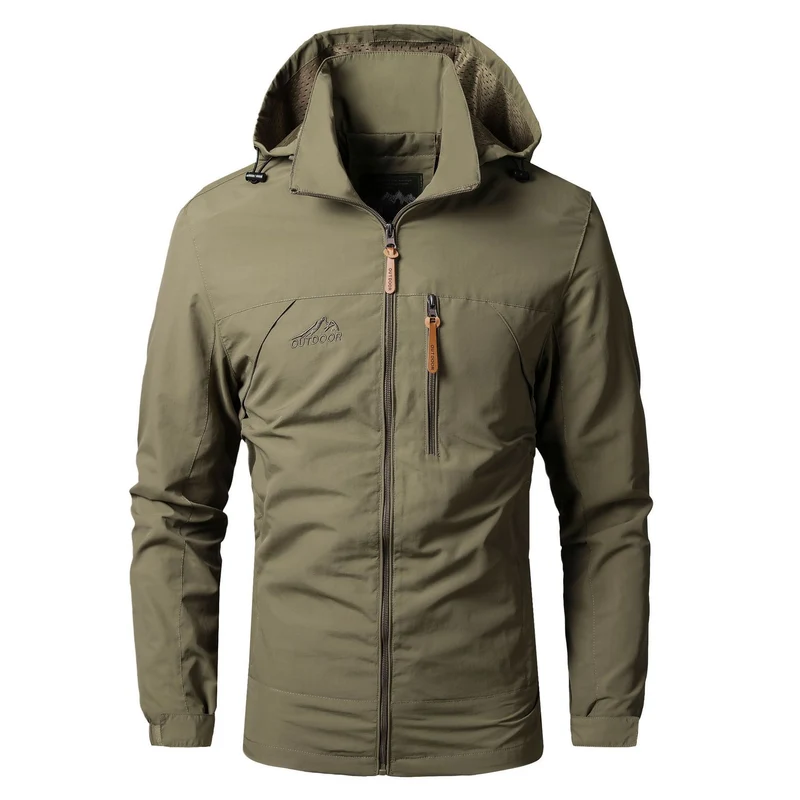 Herren leichte Outdoor-Fieldjacke mit Kapuze, atmungsaktivem Futter und Multifunktions‑Taschen Drune