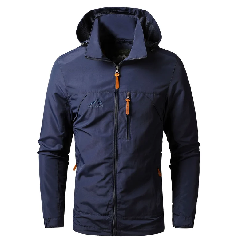 Herren leichte Outdoor-Fieldjacke mit Kapuze, atmungsaktivem Futter und Multifunktions‑Taschen Drune
