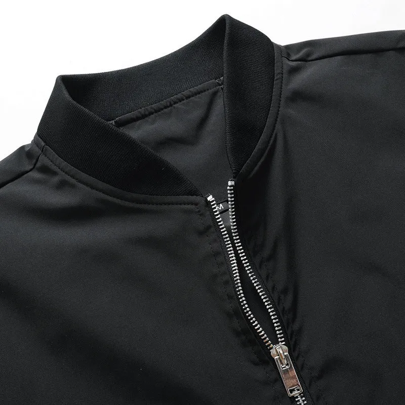 Herren leichte Nylon-Bomberjacke im Aviator‑Utility‑Stil mit Ärmeltasche und Rippbündchen Drune