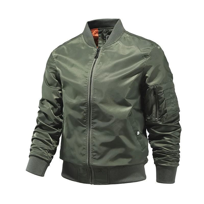 Herren leichte Nylon-Bomberjacke im Aviator-Utility-Stil mit Ärmeltasche Drune