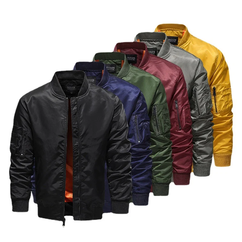 Herren leichte Nylon-Bomberjacke im Aviator-Utility-Stil mit Ärmeltasche Drune