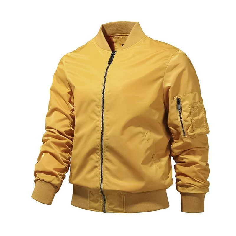 Herren leichte Nylon-Bomberjacke im Aviator-Utility-Stil mit Ärmeltasche Drune