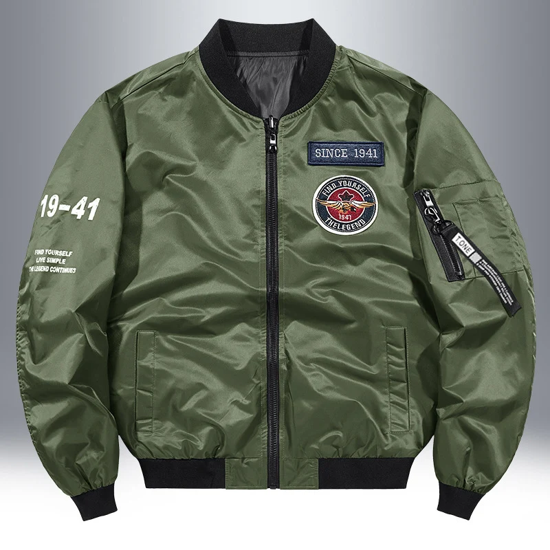Herren Leichte Nylon-Bomberjacke im Aviator-Style mit Patchdetails und Ärmeltasche Drune