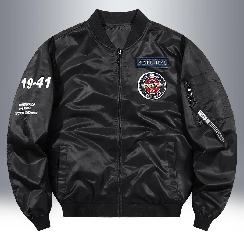 Herren Leichte Nylon-Bomberjacke im Aviator-Style mit Patchdetails und Ärmeltasche Drune