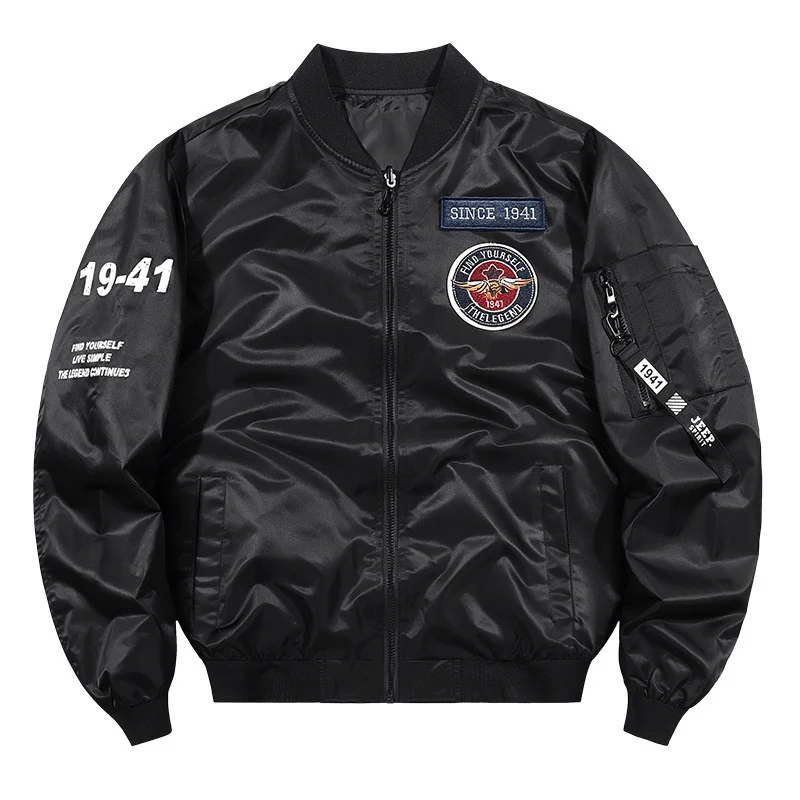 Herren Leichte Nylon-Bomberjacke im Aviator-Style mit Patchdetails und Ärmeltasche Drune