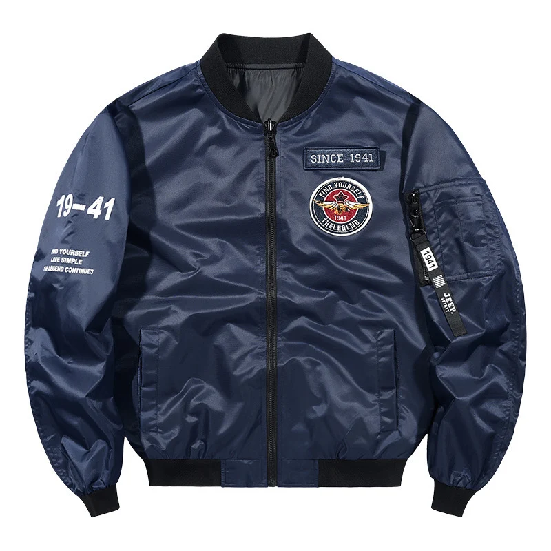 Herren Leichte Nylon-Bomberjacke im Aviator-Style mit Patchdetails und Ärmeltasche Drune