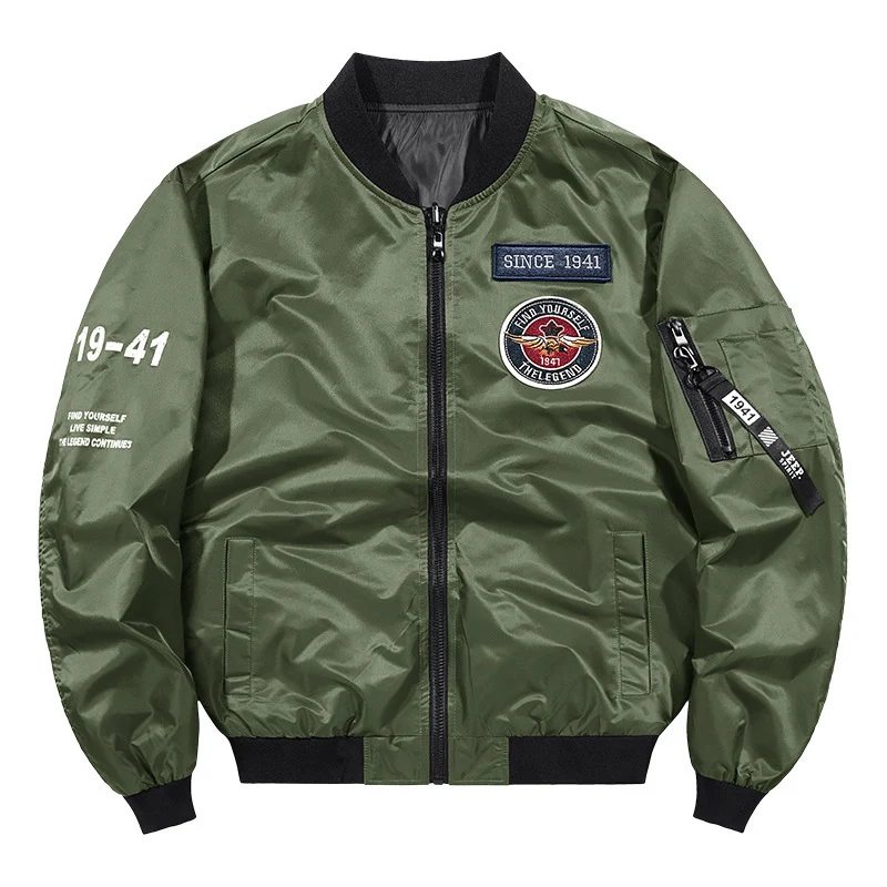 Herren Leichte Nylon-Bomberjacke im Aviator-Style mit Patchdetails und Ärmeltasche Drune