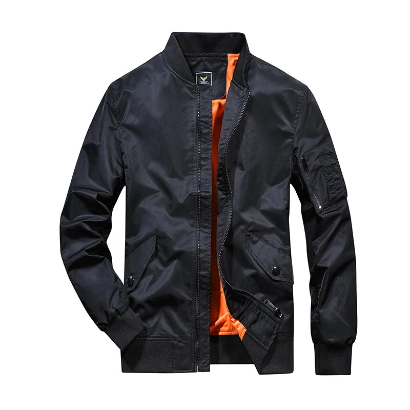 Herren Leichte Nylon-Bomberjacke im Aviator‑Style mit Ärmeltasche und windabweisender Shell Drune