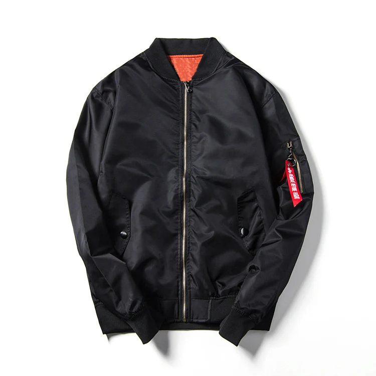 Herren leichte Nylon-Bomberjacke im Aviator‑Stil mit Ärmeltasche, Stehkragen und gerippten Bündchen Drune