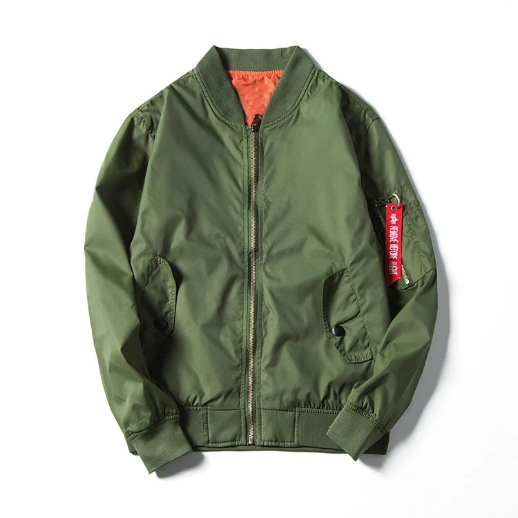 Herren leichte Nylon-Bomberjacke im Aviator‑Stil mit Ärmeltasche, Stehkragen und gerippten Bündchen Drune