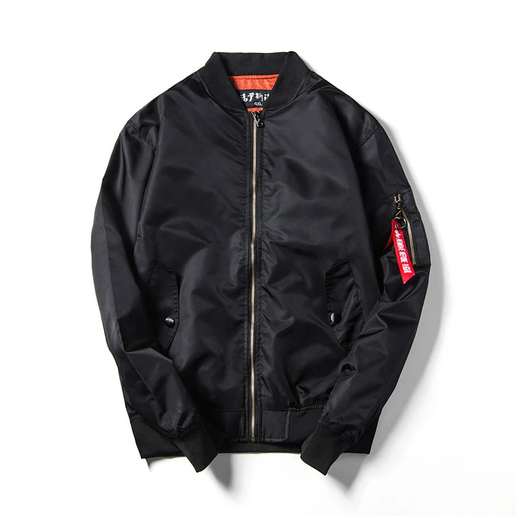 Herren leichte Nylon-Bomberjacke im Aviator‑Stil mit Ärmeltasche, Stehkragen und gerippten Bündchen Drune