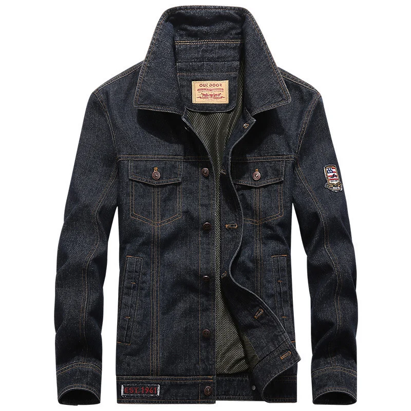 Herren leichte Jeansjacke im Worker-Blouson mit atmungsaktivem Mesh-Innenfutter und Ärmelpatch Drune