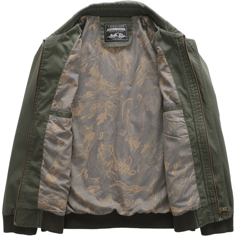 Herren leichte Harrington‑Jacke im Worker‑Look mit Knopf‑Pattentaschen, Reißverschluss und Rippbündchen Drune