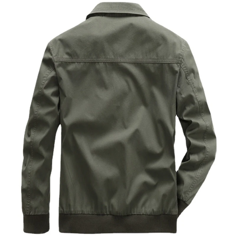 Herren leichte Harrington‑Jacke im Worker‑Look mit Knopf‑Pattentaschen, Reißverschluss und Rippbündchen Drune