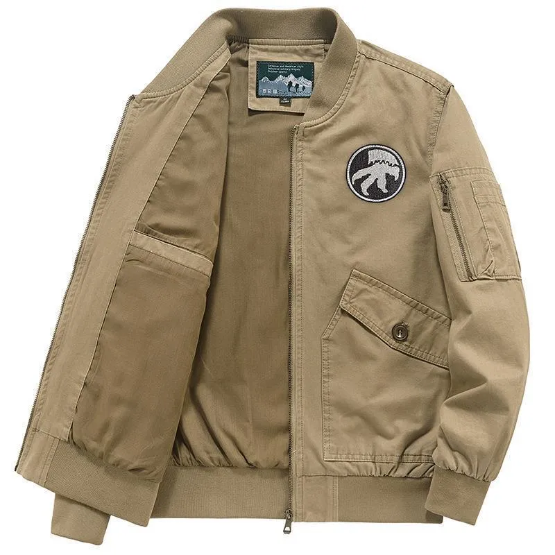 Herren Leichte Flight-Bomberjacke im Utility-Canvas mit Ärmeltasche und aufgesetzten Klappentaschen Drune