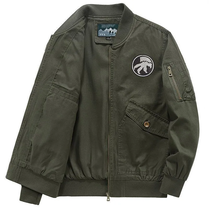 Herren Leichte Flight-Bomberjacke im Utility-Canvas mit Ärmeltasche und aufgesetzten Klappentaschen Drune