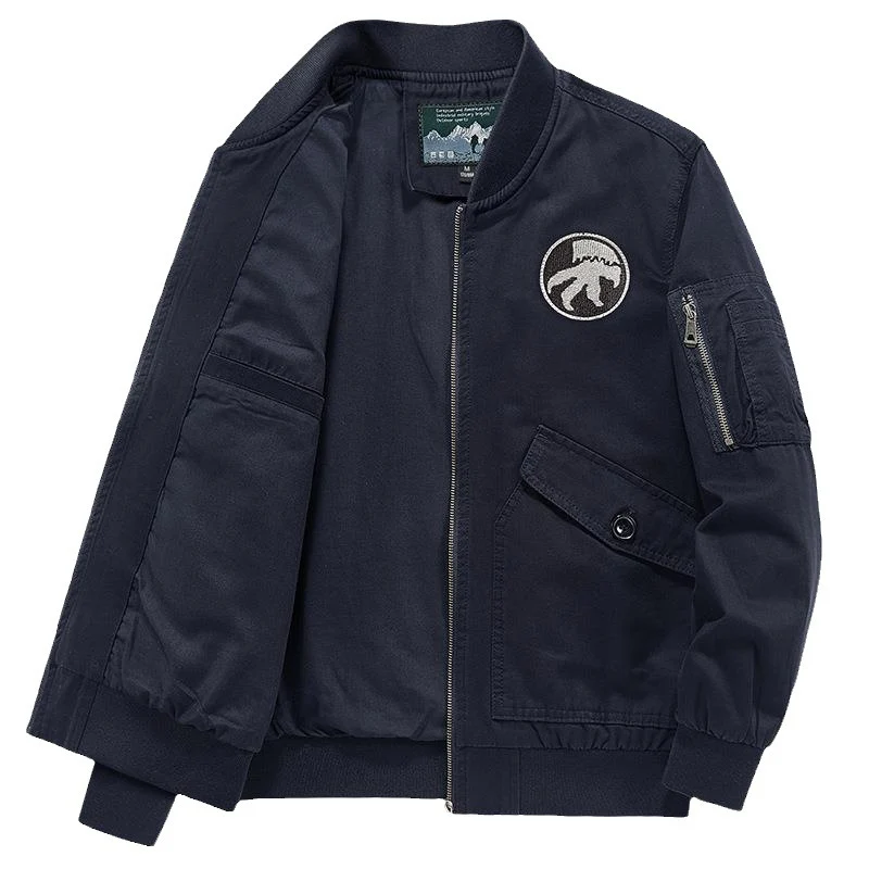 Herren Leichte Flight-Bomberjacke im Utility-Canvas mit Ärmeltasche und aufgesetzten Klappentaschen Drune