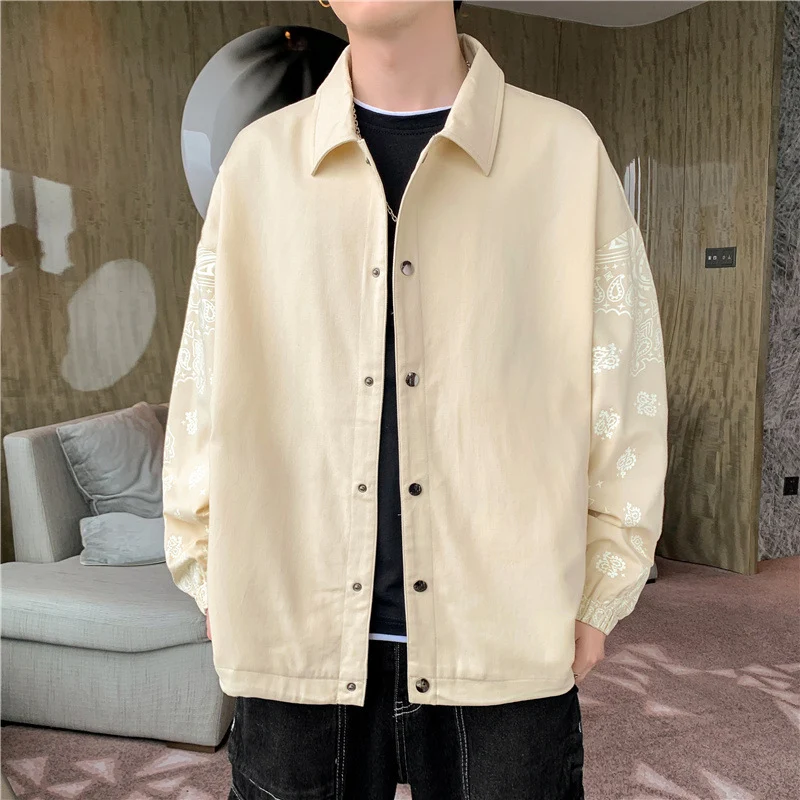 Herren Leichte Coachjacke mit Bandana-Print-Ärmeln und Druckknopffront Drune
