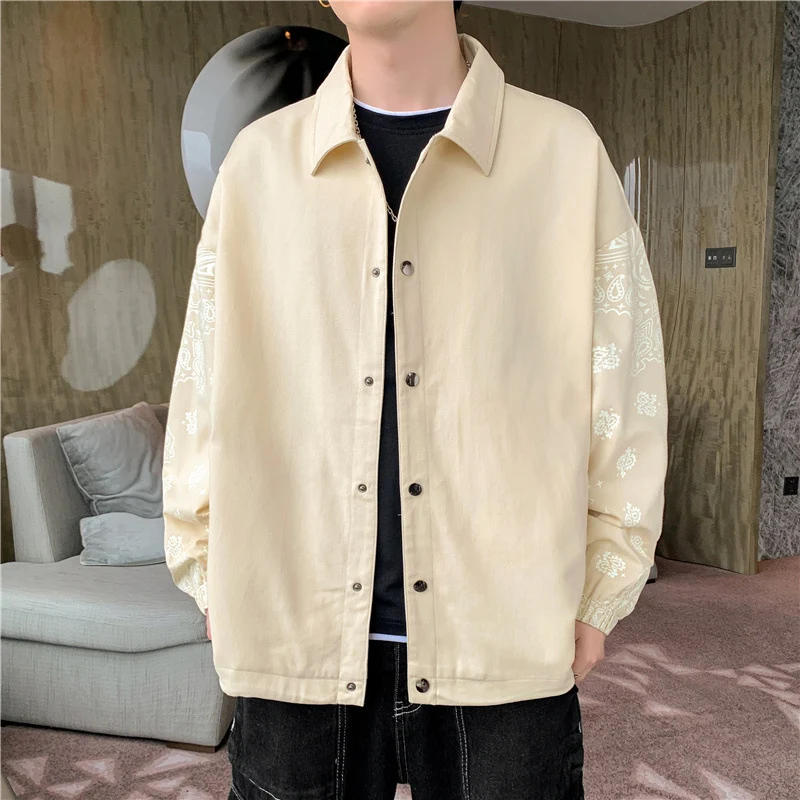 Herren Leichte Coachjacke mit Bandana-Print-Ärmeln und Druckknopffront Drune