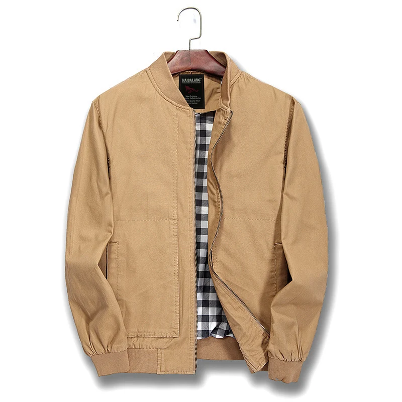 Herren leichte Canvas-Bomberjacke mit kariertem Innenfutter Drune