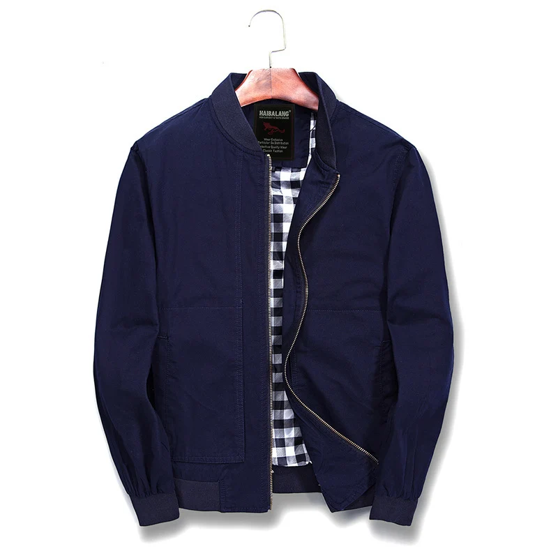Herren leichte Canvas-Bomberjacke mit kariertem Innenfutter Drune