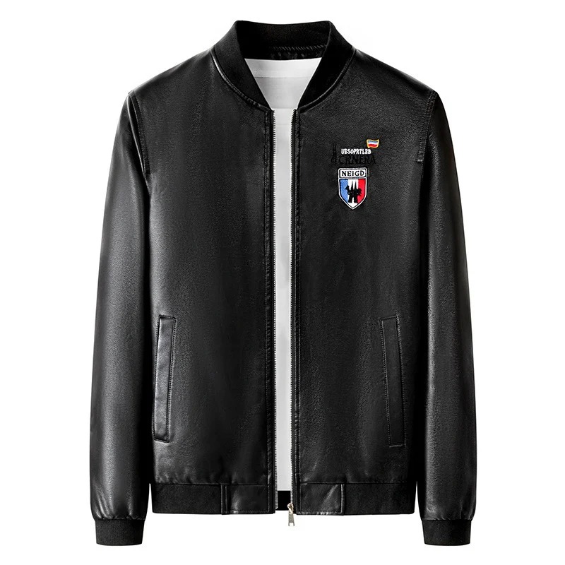 Herren leichte Bomberjacke im Casual-Urban-Stil mit gesticktem Wappen und gerippten Bündchen Drune