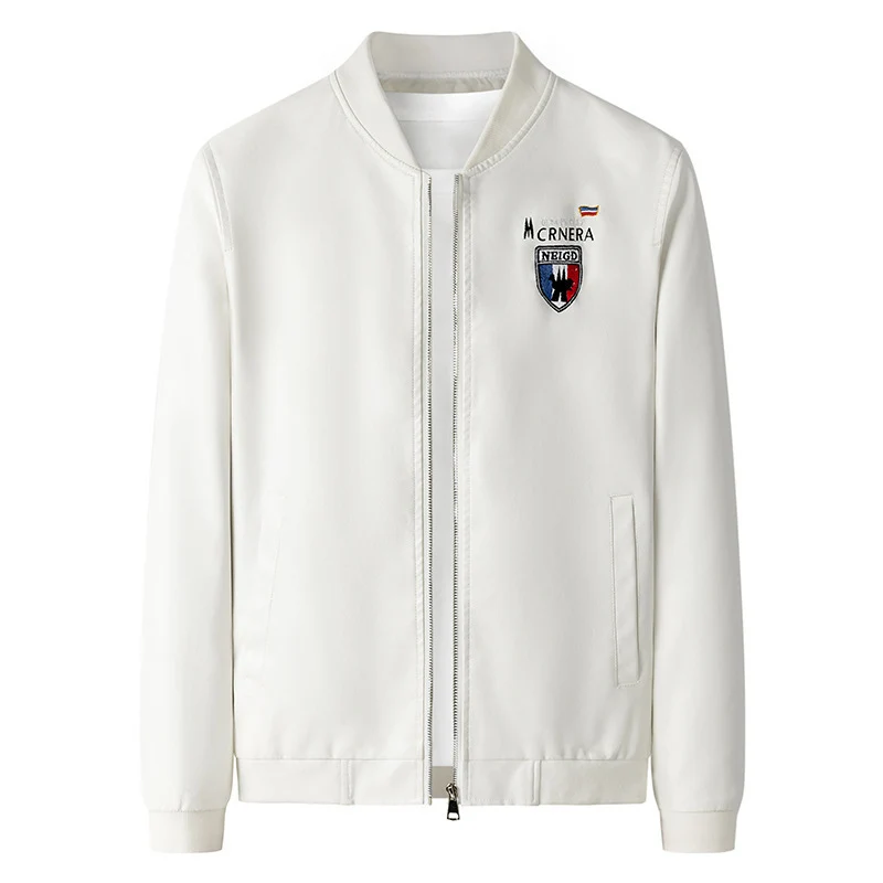 Herren leichte Bomberjacke im Casual-Urban-Stil mit gesticktem Wappen und gerippten Bündchen Drune