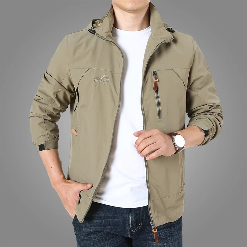Herren leichte atmungsaktive Softshell-Trekkingjacke mit Kapuze und Mesh-Futter Drune