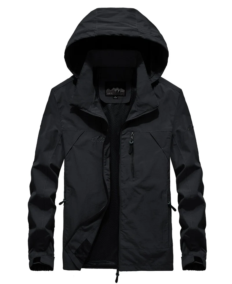 Herren leichte atmungsaktive Softshell-Trekkingjacke mit Kapuze und Mesh-Futter Drune