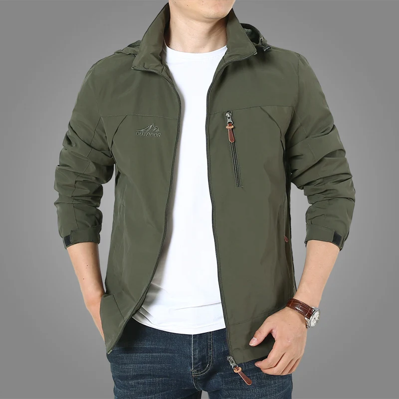 Herren leichte atmungsaktive Softshell-Trekkingjacke mit Kapuze und Mesh-Futter Drune