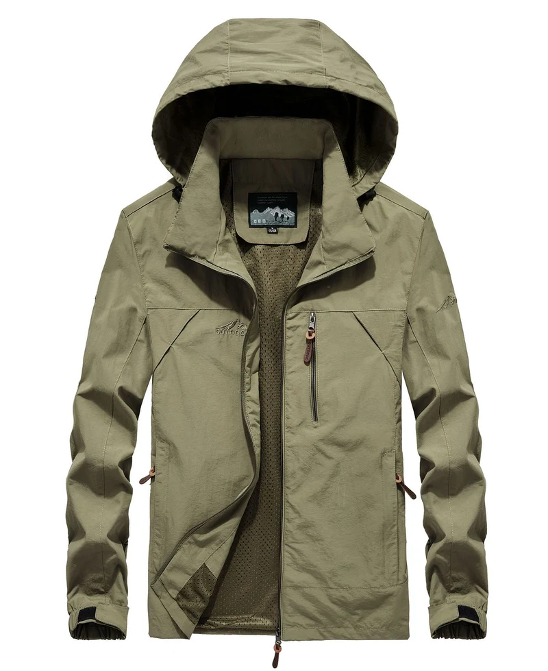 Herren leichte atmungsaktive Softshell-Trekkingjacke mit Kapuze und Mesh-Futter Drune